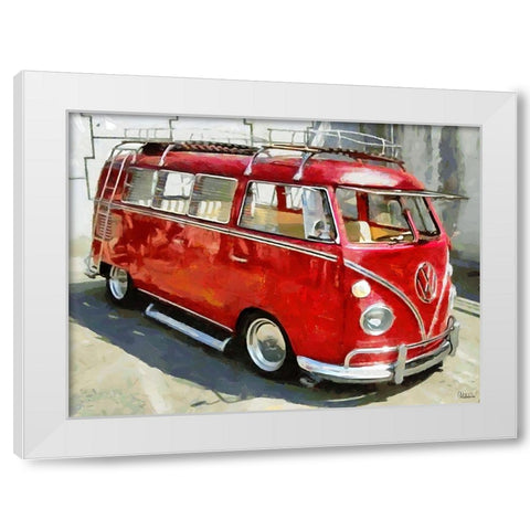 Good Old VW Van XI White Modern Wood Framed Art Print by Medeiros, Celito