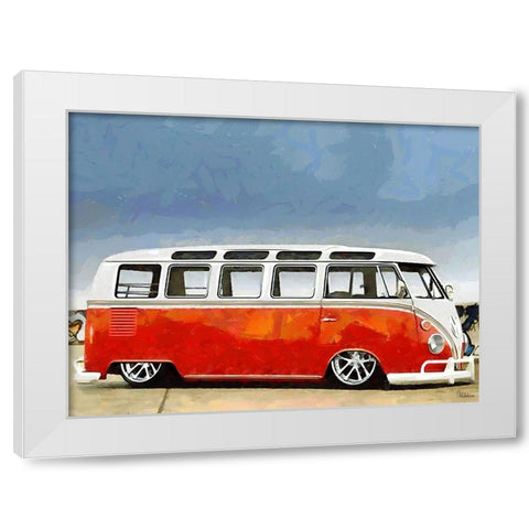 Good Old VW Van XIII White Modern Wood Framed Art Print by Medeiros, Celito