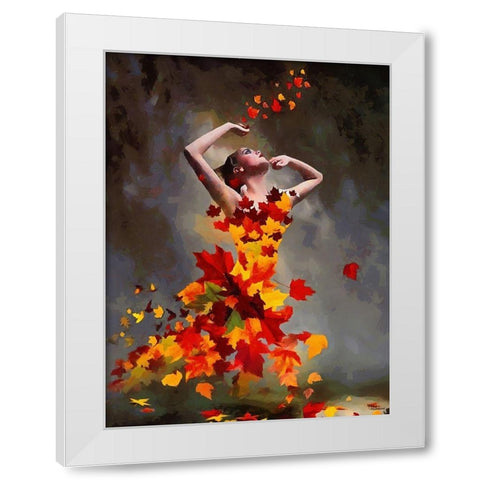 Girl made from Leaves White Modern Wood Framed Art Print by Medeiros, Celito
