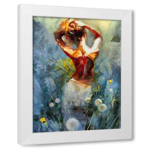 Girl from Behind White Modern Wood Framed Art Print by Medeiros, Celito