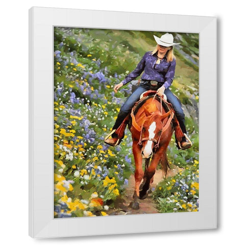 Horse Riding II White Modern Wood Framed Art Print by Medeiros, Celito