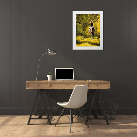 Horse Riding III White Modern Wood Framed Art Print by Medeiros, Celito
