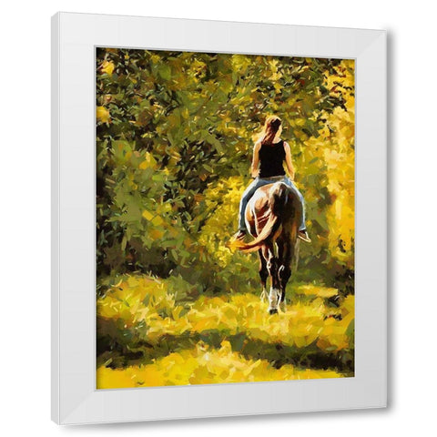 Horse Riding III White Modern Wood Framed Art Print by Medeiros, Celito