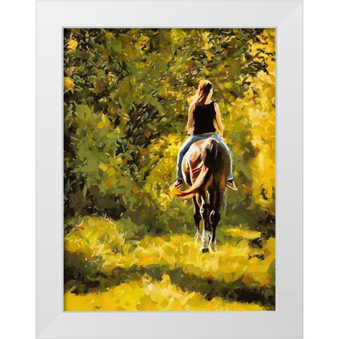 Horse Riding III White Modern Wood Framed Art Print by Medeiros, Celito