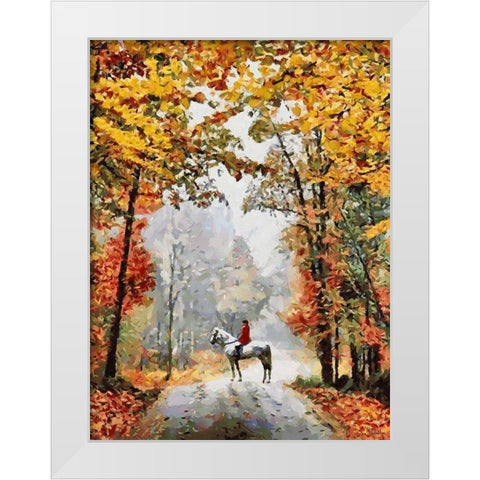 Horse Riding IV White Modern Wood Framed Art Print by Medeiros, Celito