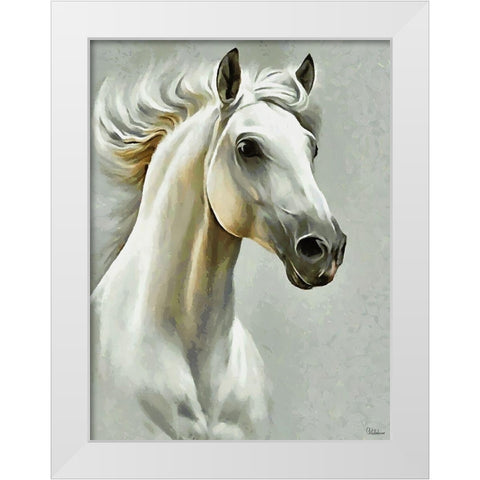 White Horse White Modern Wood Framed Art Print by Medeiros, Celito