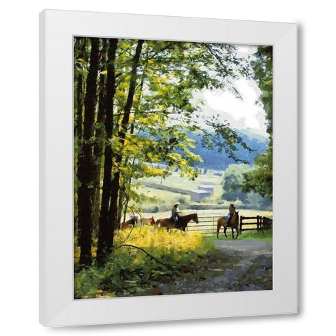Horse Riding V White Modern Wood Framed Art Print by Medeiros, Celito