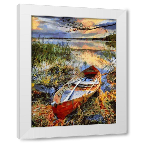 Old Boat II White Modern Wood Framed Art Print by Medeiros, Celito
