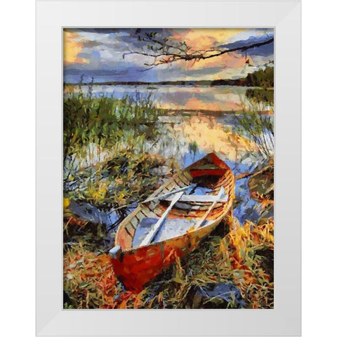 Old Boat II White Modern Wood Framed Art Print by Medeiros, Celito