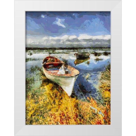 Old Boat III White Modern Wood Framed Art Print by Medeiros, Celito