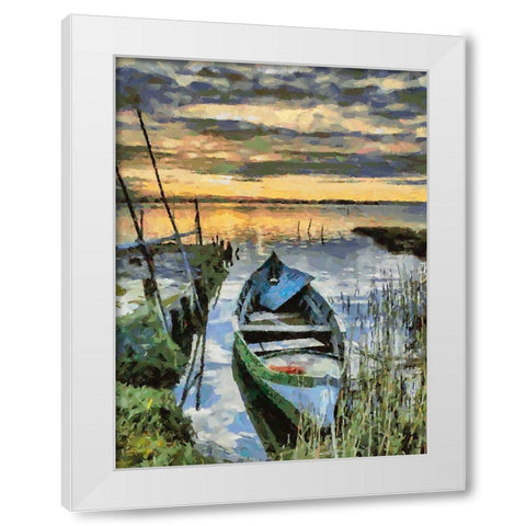 Old Boat VIII White Modern Wood Framed Art Print by Medeiros, Celito