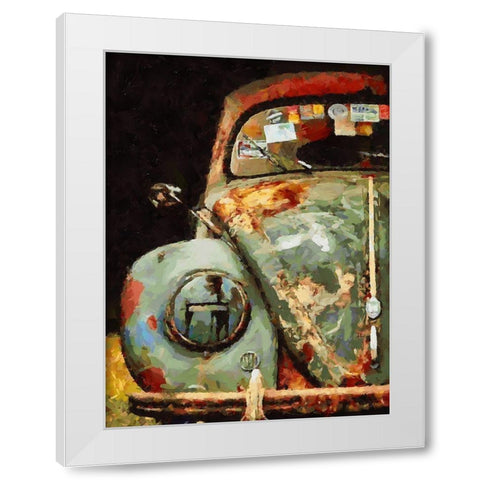 Rusty Beatle White Modern Wood Framed Art Print by Medeiros, Celito