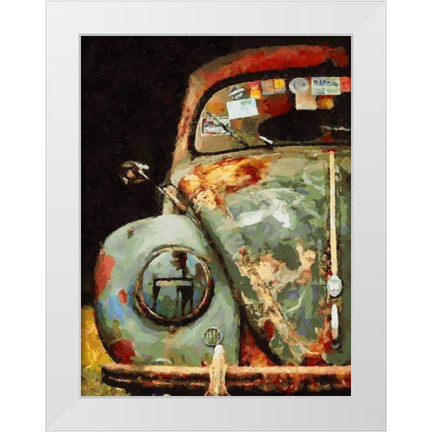Rusty Beatle White Modern Wood Framed Art Print by Medeiros, Celito