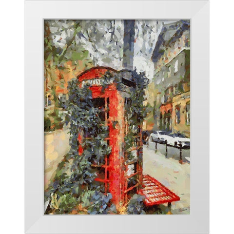 Old Telephone Box in London White Modern Wood Framed Art Print by Medeiros, Celito