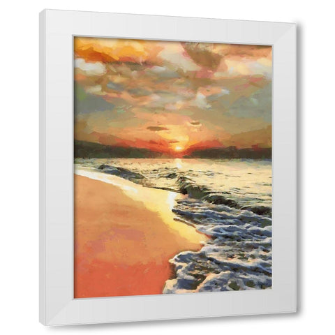Sunset Over the Sea White Modern Wood Framed Art Print by Medeiros, Celito