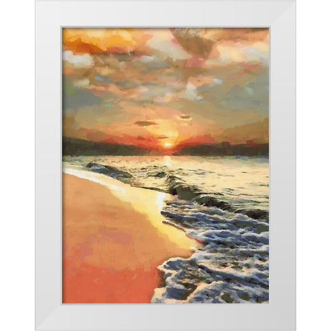 Sunset Over the Sea White Modern Wood Framed Art Print by Medeiros, Celito