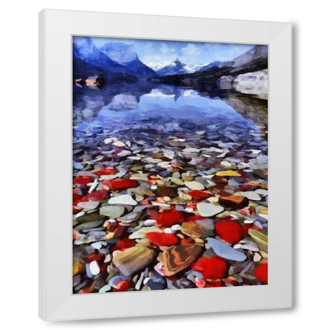 Pebbles by the Lake White Modern Wood Framed Art Print by Medeiros, Celito