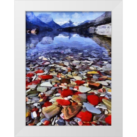 Pebbles by the Lake White Modern Wood Framed Art Print by Medeiros, Celito