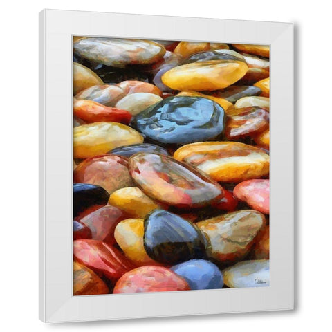 Colorful Pebbles White Modern Wood Framed Art Print by Medeiros, Celito