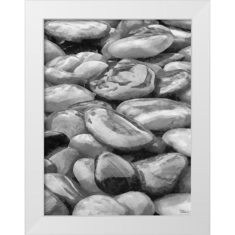 Pebbles BW White Modern Wood Framed Art Print by Medeiros, Celito