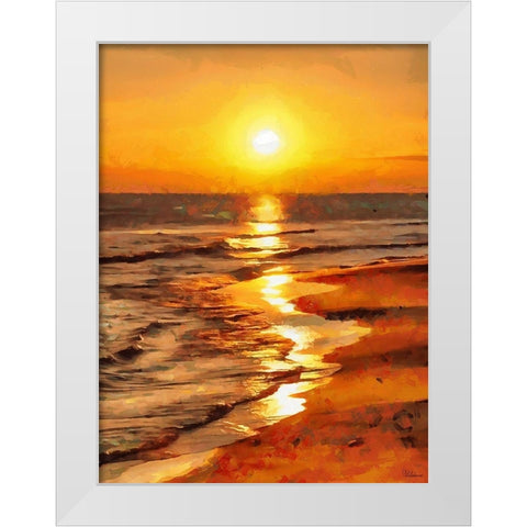 Sunset over the Beach White Modern Wood Framed Art Print by Medeiros, Celito