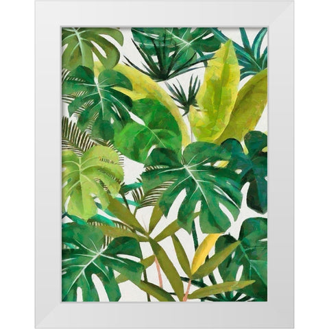 Tropical Leaves I White Modern Wood Framed Art Print by Medeiros, Celito