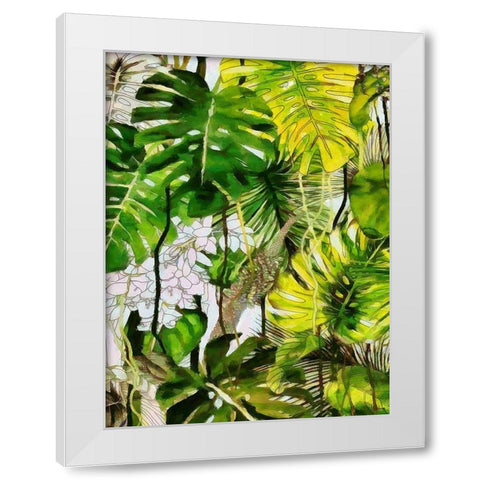 Tropical Leaves II White Modern Wood Framed Art Print by Medeiros, Celito