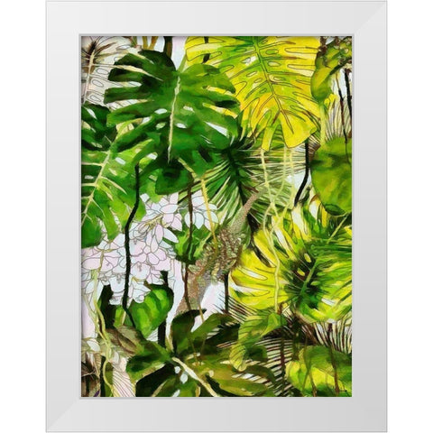 Tropical Leaves II White Modern Wood Framed Art Print by Medeiros, Celito