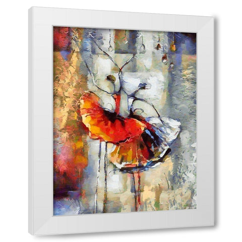 Dancers in Orange Dress II White Modern Wood Framed Art Print by Medeiros, Celito
