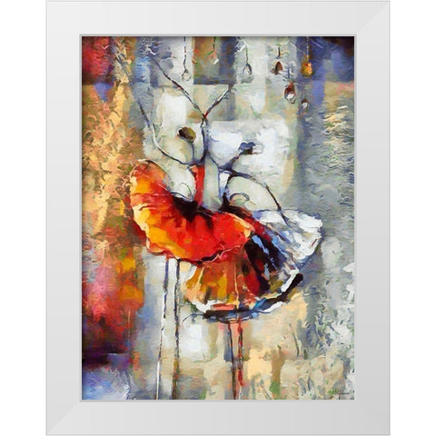 Dancers in Orange Dress II White Modern Wood Framed Art Print by Medeiros, Celito