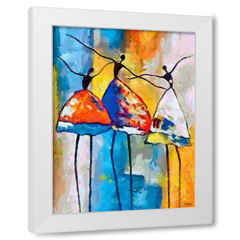 Dancers in Orange Dress III White Modern Wood Framed Art Print by Medeiros, Celito