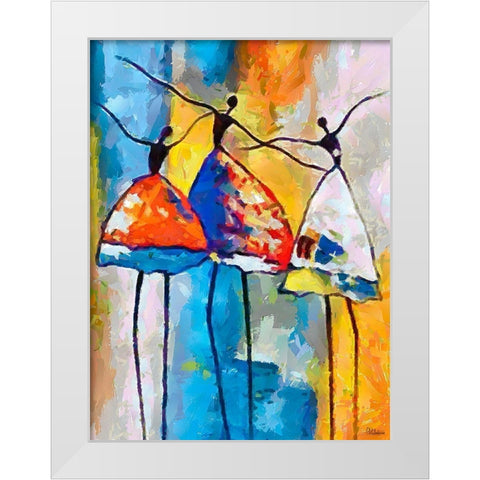 Dancers in Orange Dress III White Modern Wood Framed Art Print by Medeiros, Celito