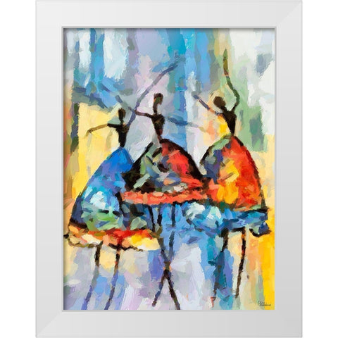 Dancers in Orange Dress IV White Modern Wood Framed Art Print by Medeiros, Celito