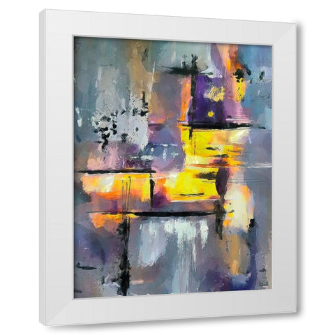 Purple Abstract White Modern Wood Framed Art Print by Medeiros, Celito