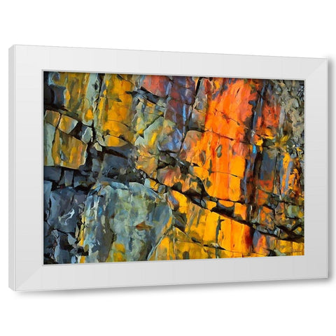 Yellow Rocks White Modern Wood Framed Art Print by Medeiros, Celito