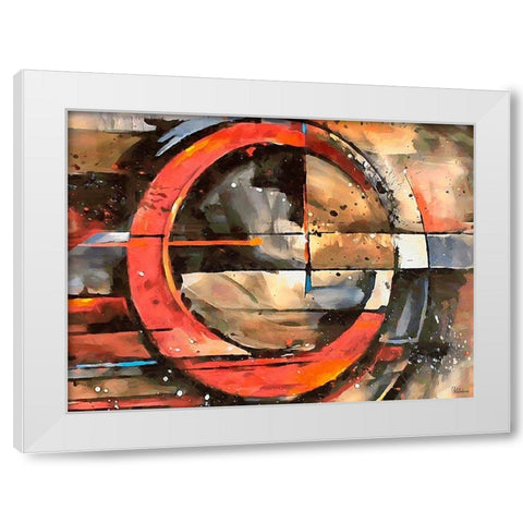 Red Wheel White Modern Wood Framed Art Print by Medeiros, Celito