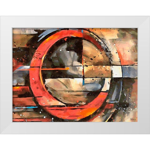 Red Wheel White Modern Wood Framed Art Print by Medeiros, Celito