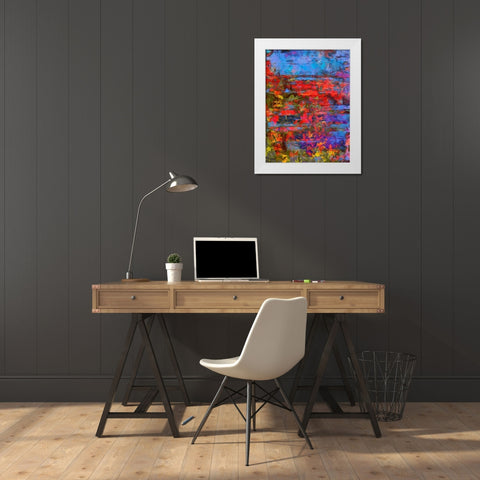 Red , Blue and Yellow White Modern Wood Framed Art Print by Medeiros, Celito