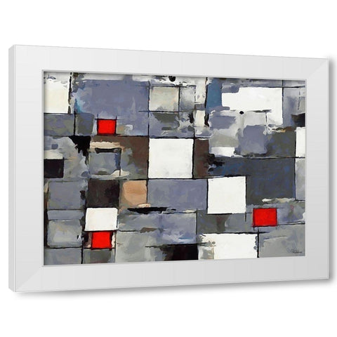 Red and White Squares White Modern Wood Framed Art Print by Medeiros, Celito