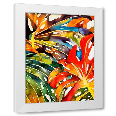 Tropical Leaves III White Modern Wood Framed Art Print by Medeiros, Celito