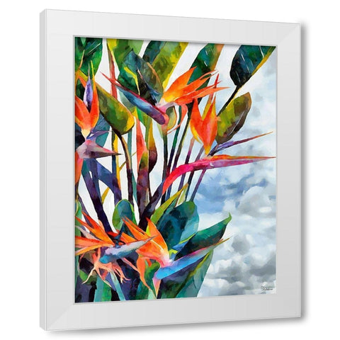 Tropical Leaves V White Modern Wood Framed Art Print by Medeiros, Celito