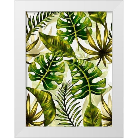 Tropical Leaves VII White Modern Wood Framed Art Print by Medeiros, Celito