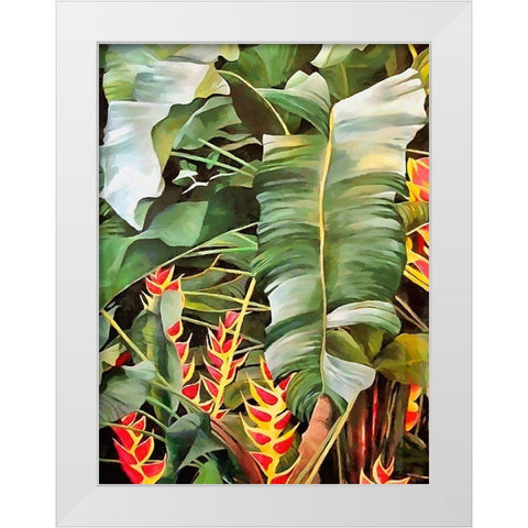 Tropical Leaves X White Modern Wood Framed Art Print by Medeiros, Celito