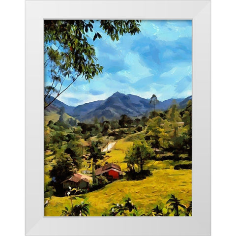 Village in the Mountains White Modern Wood Framed Art Print by Medeiros, Celito