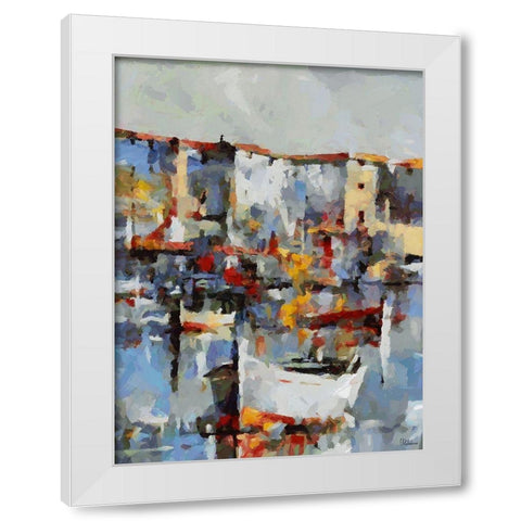 Boats in Harbour II White Modern Wood Framed Art Print by Medeiros, Celito