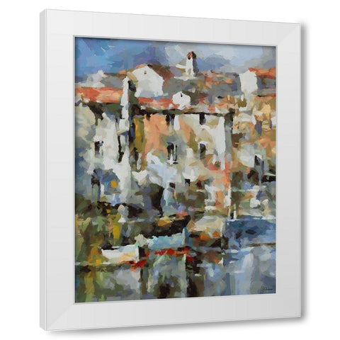 Boats in Harbour III White Modern Wood Framed Art Print by Medeiros, Celito