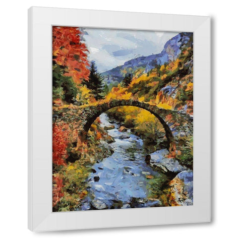Stream in Autumn VII White Modern Wood Framed Art Print by Medeiros, Celito