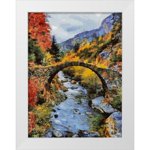 Stream in Autumn VII White Modern Wood Framed Art Print by Medeiros, Celito