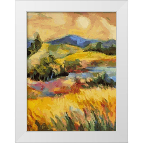 Countryside Sunset White Modern Wood Framed Art Print by Medeiros, Celito