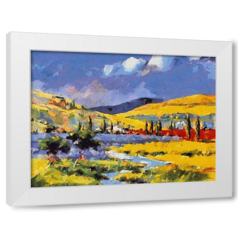 Colorful Landscape White Modern Wood Framed Art Print by Medeiros, Celito